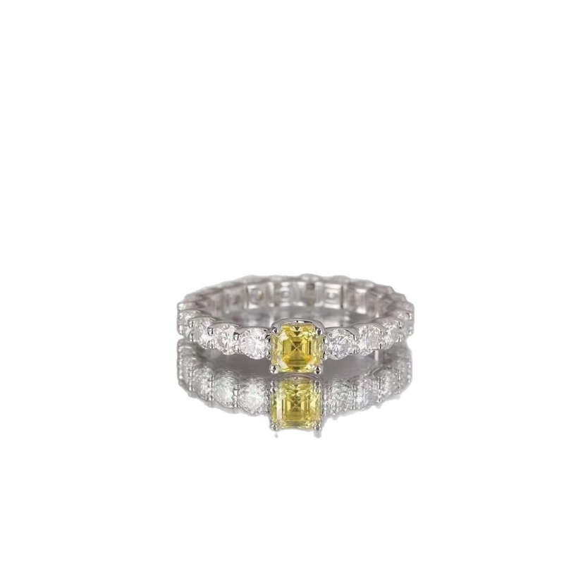 Aurora Moissanite ženski prsten, 0,5 karata, S925 srebro pozlaćeno
