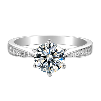 Prsten od srebra 925 s moissanitom D‑boje, mikro pavé, 1 ct za prosidbu