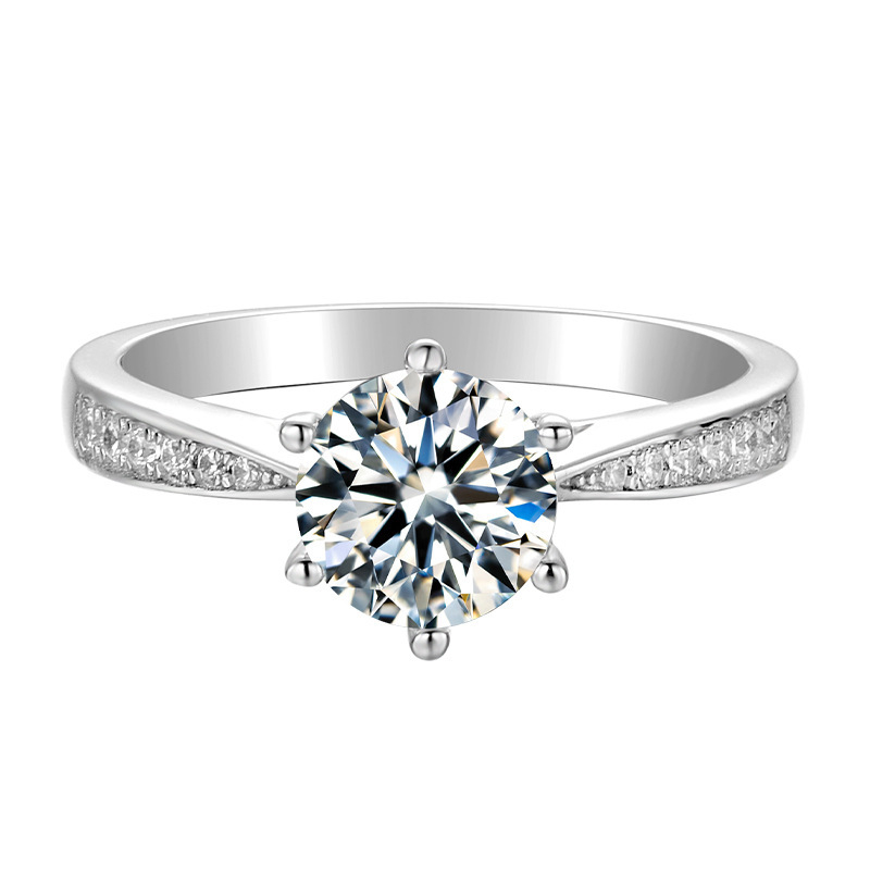Prsten od srebra 925 s moissanitom D‑boje, mikro pavé, 1 ct za prosidbu