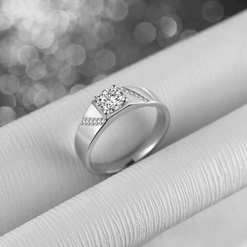 Мъжки меден пръстен с геометричен дизайн, обкован с диаманти, Pure Encounter, прост стил