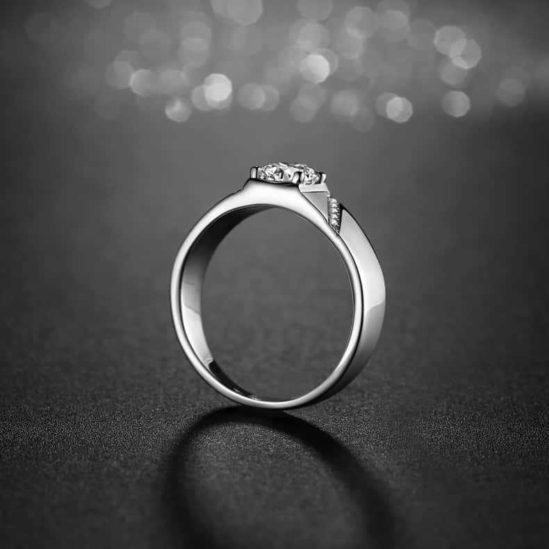 Мъжки меден пръстен с геометричен дизайн, обкован с диаманти, Pure Encounter, прост стил