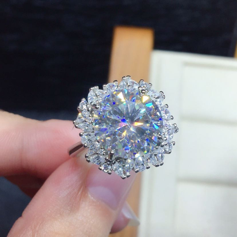 Inel reglabil din cupru cu moissanit, WJZ-105, placat prin electroplacare, stil geometric, lux discret