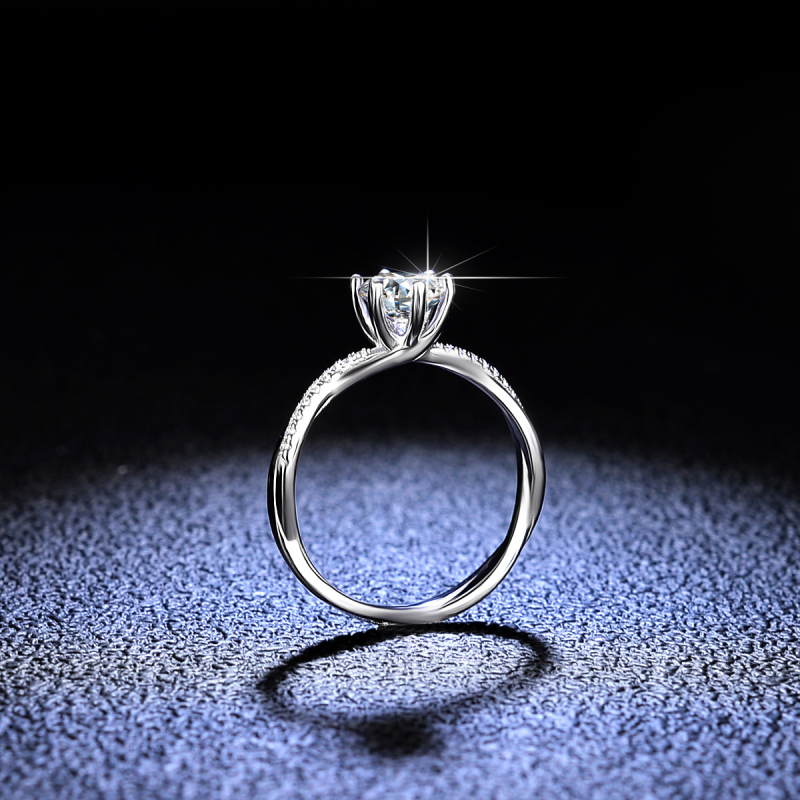 Inel Moissan Diamond pentru femei, Argint 925, design coroană înfășurat cu viță, diamant montat