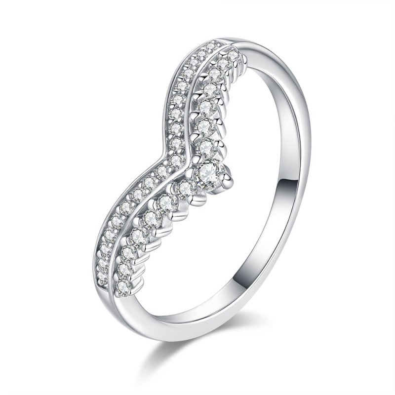 Prsten od srebra 925 Sterling, geometrijski dizajn, korejski stil i dijamantna obrada