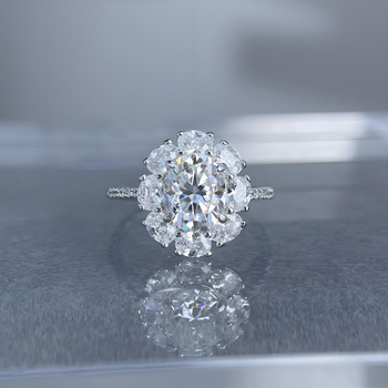 Prsten od srebra 925 s moissanitom, jajoliki ovalni oblik, Yuecheng Jewelry za žene