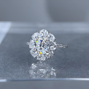 Prsten od srebra 925 s moissanitom, jajoliki ovalni oblik, Yuecheng Jewelry za žene