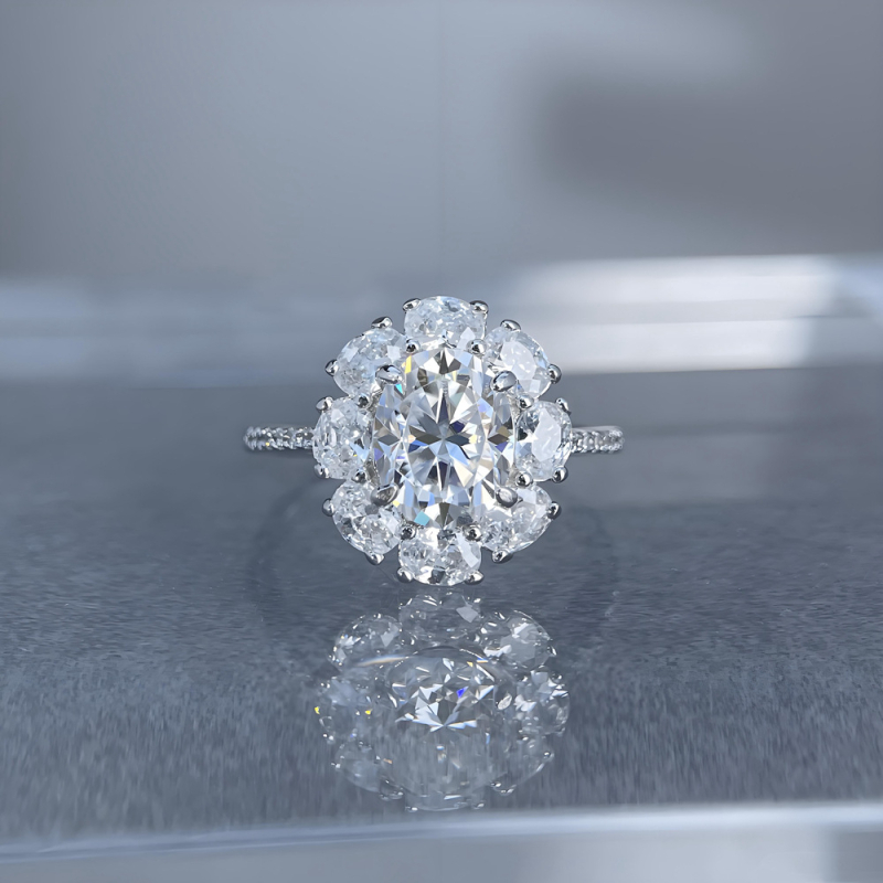 Prsten od srebra 925 s moissanitom, jajoliki ovalni oblik, Yuecheng Jewelry za žene