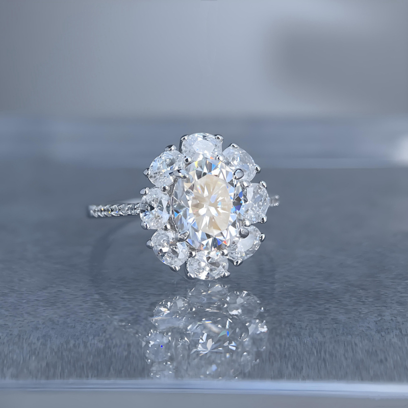 Prsten od srebra 925 s moissanitom, jajoliki ovalni oblik, Yuecheng Jewelry za žene