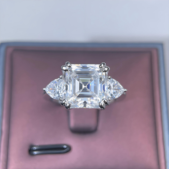 Prsten s ugrađenim moissanitom, geometrijski dizajn, srebro 925, za žene — Yuecheng Jewelry