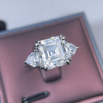 Prsten s ugrađenim moissanitom, geometrijski dizajn, srebro 925, za žene — Yuecheng Jewelry