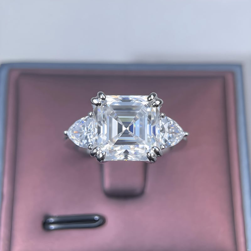 Prsten s ugrađenim moissanitom, geometrijski dizajn, srebro 925, za žene — Yuecheng Jewelry