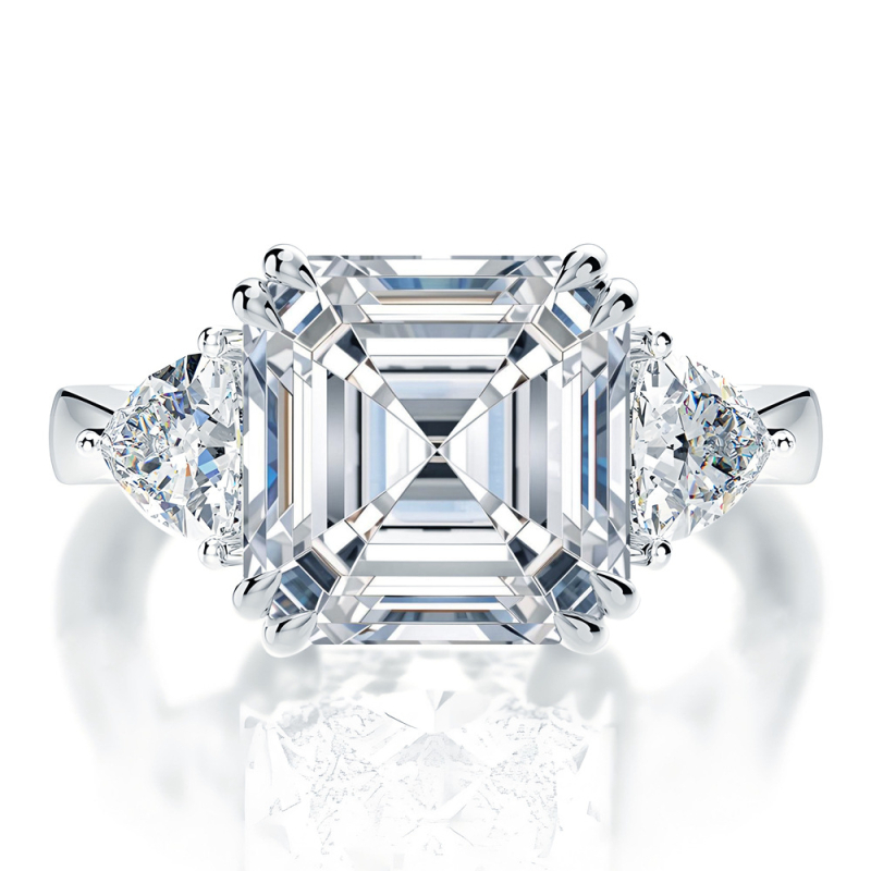 Prsten s ugrađenim moissanitom, geometrijski dizajn, srebro 925, za žene — Yuecheng Jewelry