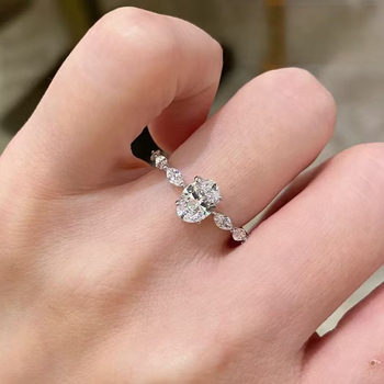 Пръстен от S925 със Moissanite 1 карат, овална капковидна форма, елегантен луксозен стил