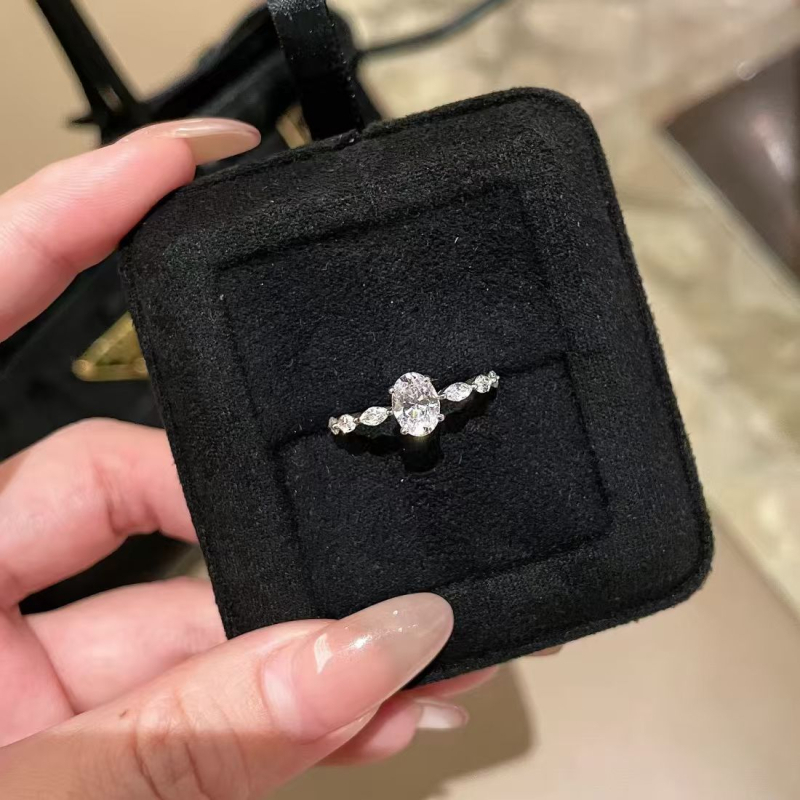 Пръстен от S925 със Moissanite 1 карат, овална капковидна форма, елегантен луксозен стил