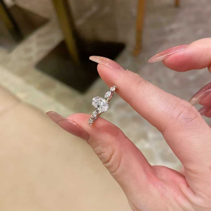 Пръстен от S925 със Moissanite 1 карат, овална капковидна форма, елегантен луксозен стил