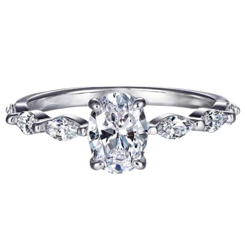 Пръстен от S925 със Moissanite 1 карат, овална капковидна форма, елегантен луксозен стил