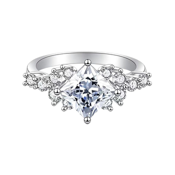 Moissanite prsten s princess-cut kvadratnim rezom od 925 srebra, za žene