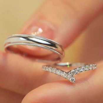S999 Sterling srebrni V-oblik Moissanit prsten HW Branch za parove, dar za zaruke
