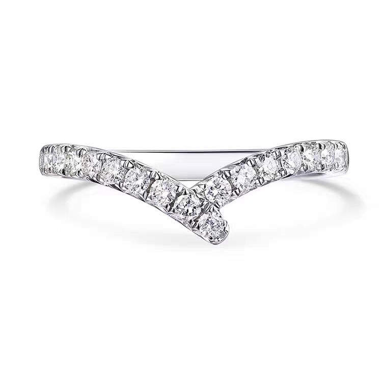 S999 Sterling srebrni V-oblik Moissanit prsten HW Branch za parove, dar za zaruke