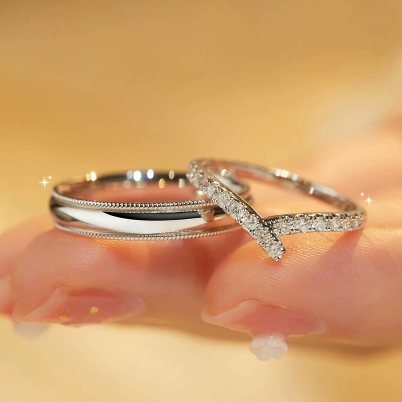 S999 Sterling srebrni V-oblik Moissanit prsten HW Branch za parove, dar za zaruke