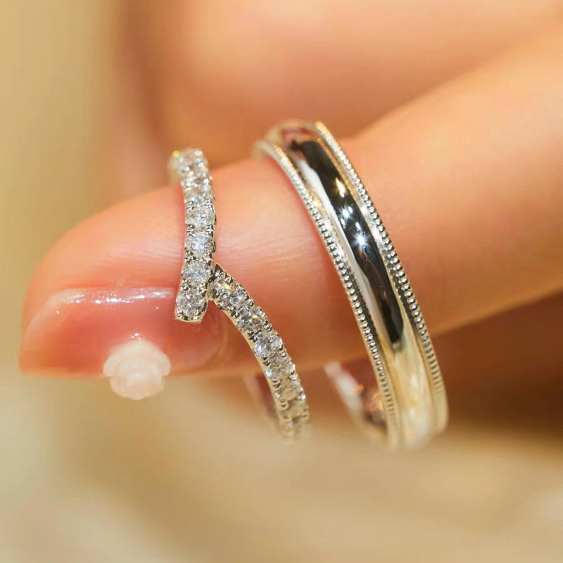 S999 Sterling srebrni V-oblik Moissanit prsten HW Branch za parove, dar za zaruke