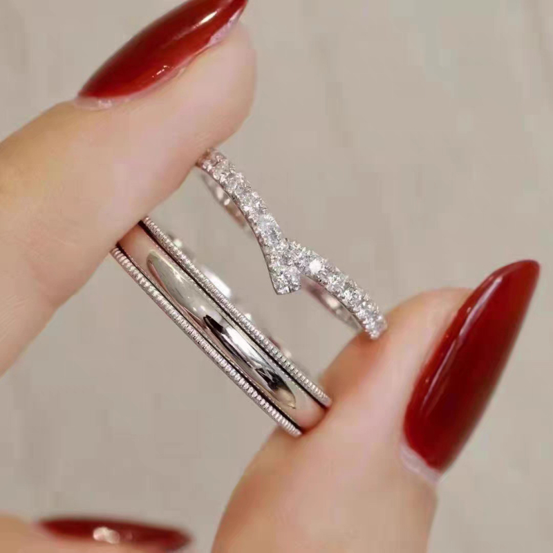 S999 Sterling srebrni V-oblik Moissanit prsten HW Branch za parove, dar za zaruke
