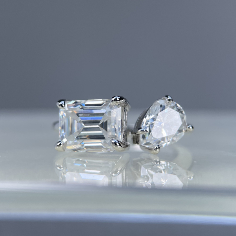 Prsten s moissanitom u 925 srebra, kapljasti geometrijski oblik, Yuecheng Jewelry – ženski INS stil