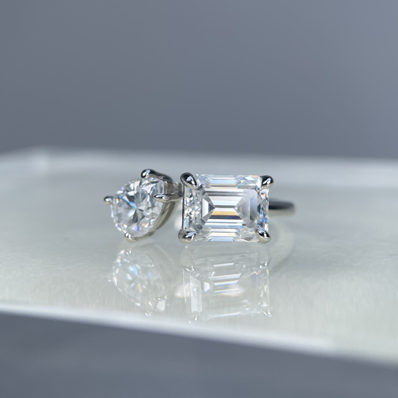 Prsten s moissanitom u 925 srebra, kapljasti geometrijski oblik, Yuecheng Jewelry – ženski INS stil