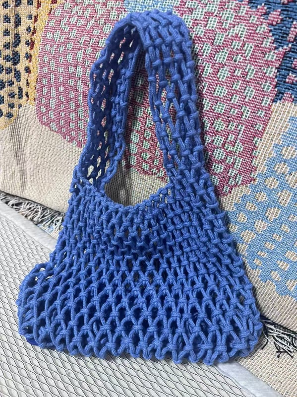 Torba od pamuka konopca, ručno pletena, mrežasti dizajn, za plažu