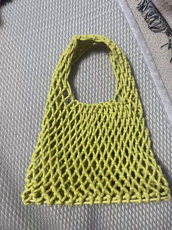Torba od pamuka konopca, ručno pletena, mrežasti dizajn, za plažu
