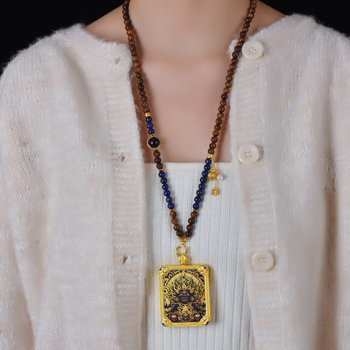 Szantálfa gyöngyökből készített nyaklánc, etnikus stílus, kézi kötés, Xuan shengyu márka, 2025 ősz