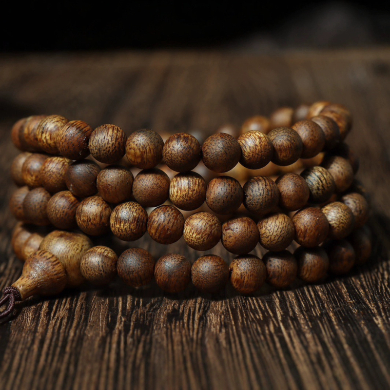 Qinan Agarwood käevõru, 108 helmikut, looduslik, poleeritud – etniline stiil, suvi 2023