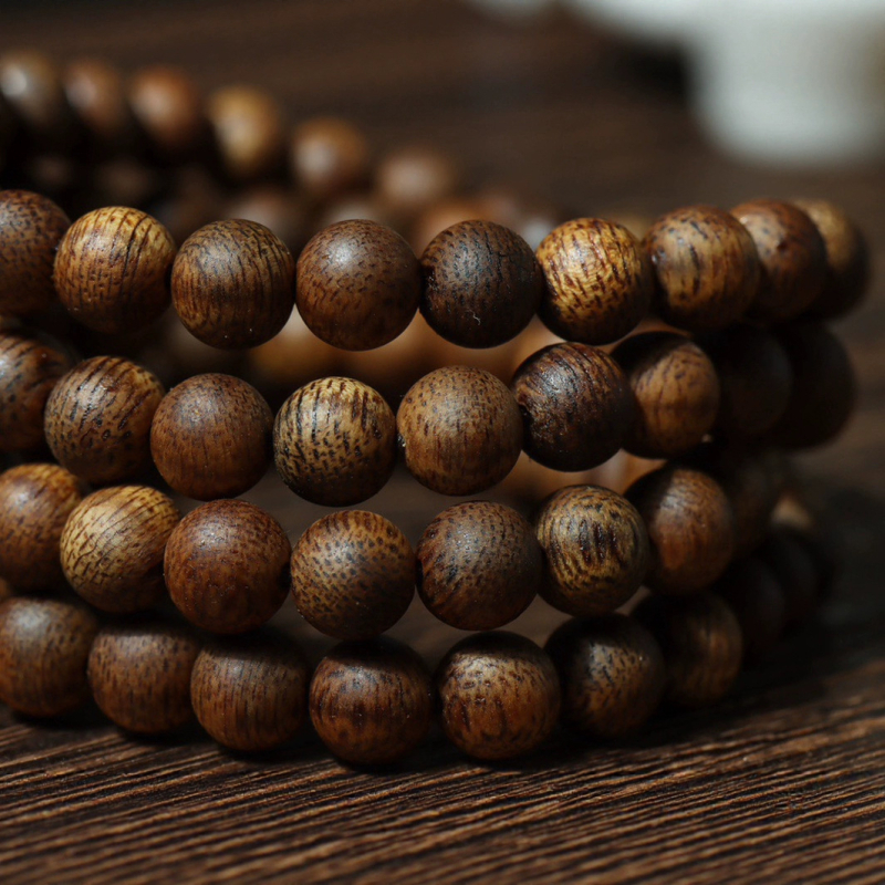 Qinan Agarwood käevõru, 108 helmikut, looduslik, poleeritud – etniline stiil, suvi 2023