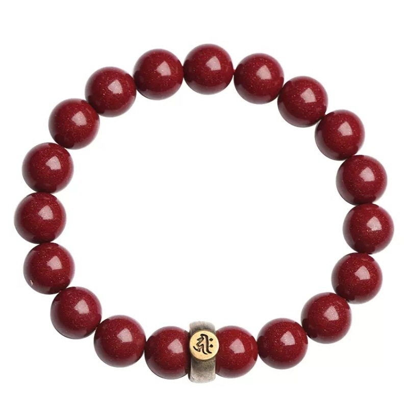 Ručni cinnabar narukvica, unisex, geometrijski dizajn s 18 perlama