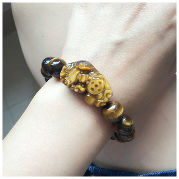 Narukvica od tigrovog oka - ručno rađena perlama, jednostavan stil za par, motivi životinja/zodijak, mogućnost prilagodbe