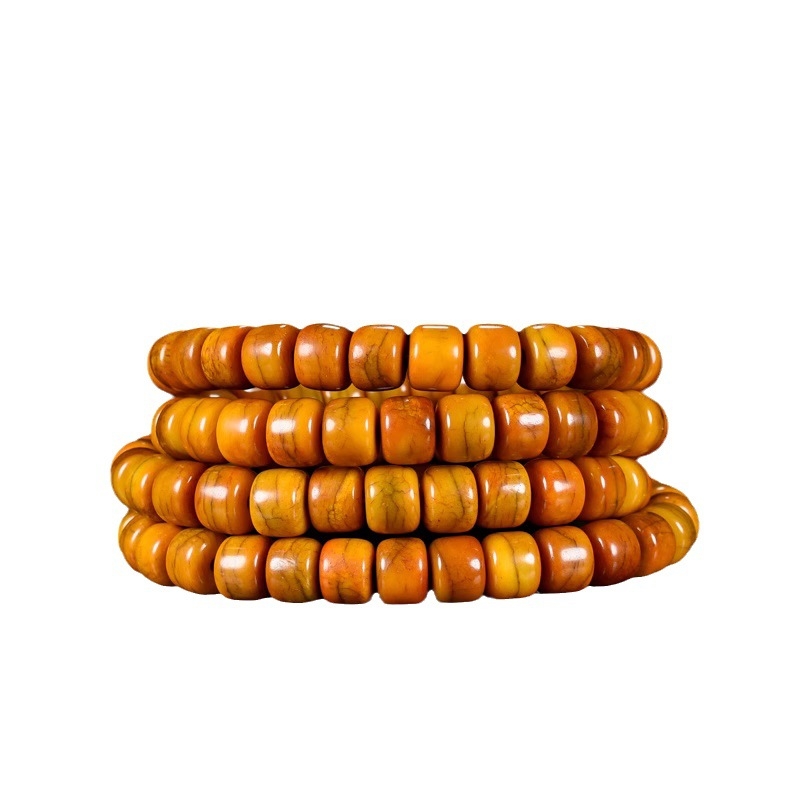 Гривна от говеждо кост с 108 мъниста, тибетска броеница с барел мъниста (пролет 2023)