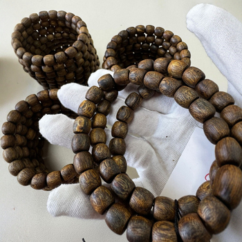 Brățară din Agarwood, vintage, unisex, cu mărgele tip tambur – 22 bucăți, origine Hainan