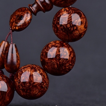 Brățară Buddha din Huanghuali, perle de 20 mm, stil masculin, cu model tigru și urme de cicatrici, bogat în rășină, material vechi