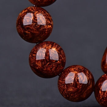 Brățară Buddha din Huanghuali, perle de 20 mm, stil masculin, cu model tigru și urme de cicatrici, bogat în rășină, material vechi