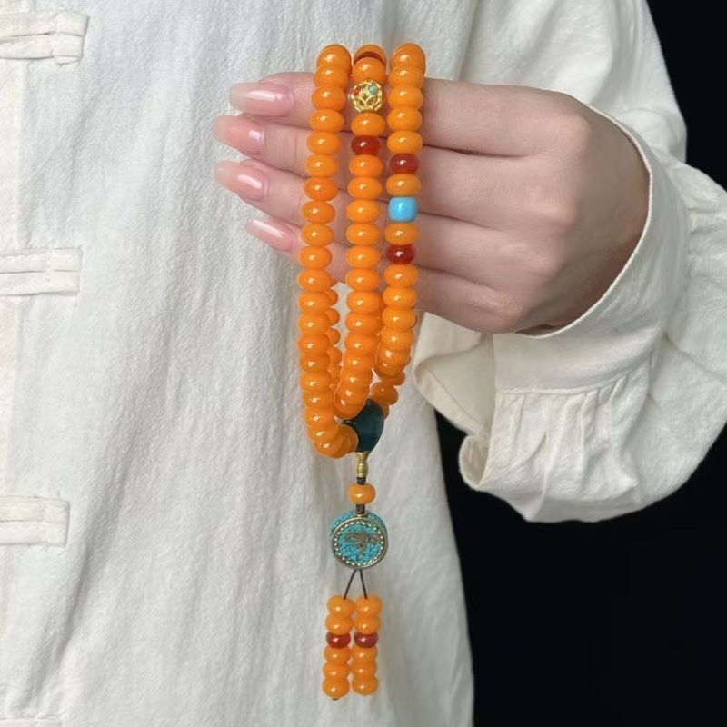 Гривна от бодхи семена – 108 мъниста, геометричен дизайн, етно стил, унисекс