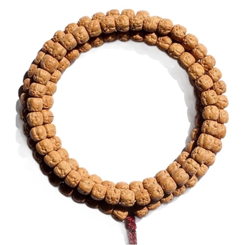 Narukvica od Bodhi sjemenki, prirodni stil za djecu, 108 perli, indonezijsko podrijetlo, tiskani logo