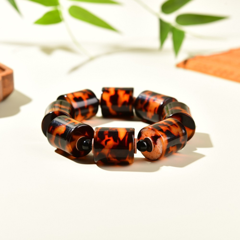 Etno stil unisex narukvica s okruglim perlicama, tehnika bušenja — Xizang art jewelry