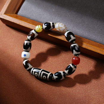 Brățară Dzi cu 13 mărgele, design geometric, realizare manuală, unisex, brand Pengfei, stil etnic Bodhi