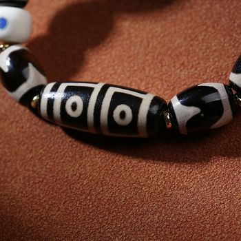 Brățară Dzi cu 13 mărgele, design geometric, realizare manuală, unisex, brand Pengfei, stil etnic Bodhi