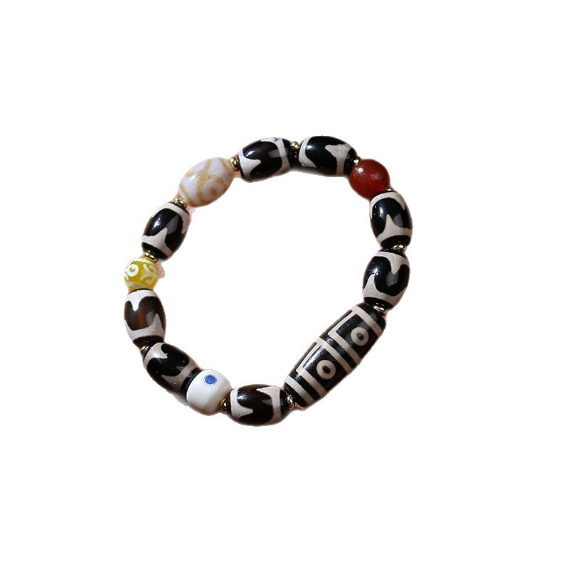 Brățară Dzi cu 13 mărgele, design geometric, realizare manuală, unisex, brand Pengfei, stil etnic Bodhi