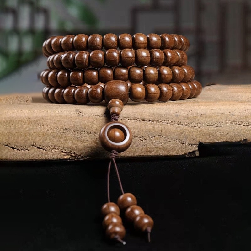 Puidust mala 108 helmedest käevõru, hiina stiilis, pool käsitööd