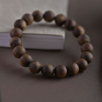 Brățară din Agarwood, design simplu, unisex; mărgele rotunde, 108 bucăți, finisaj lustruit.