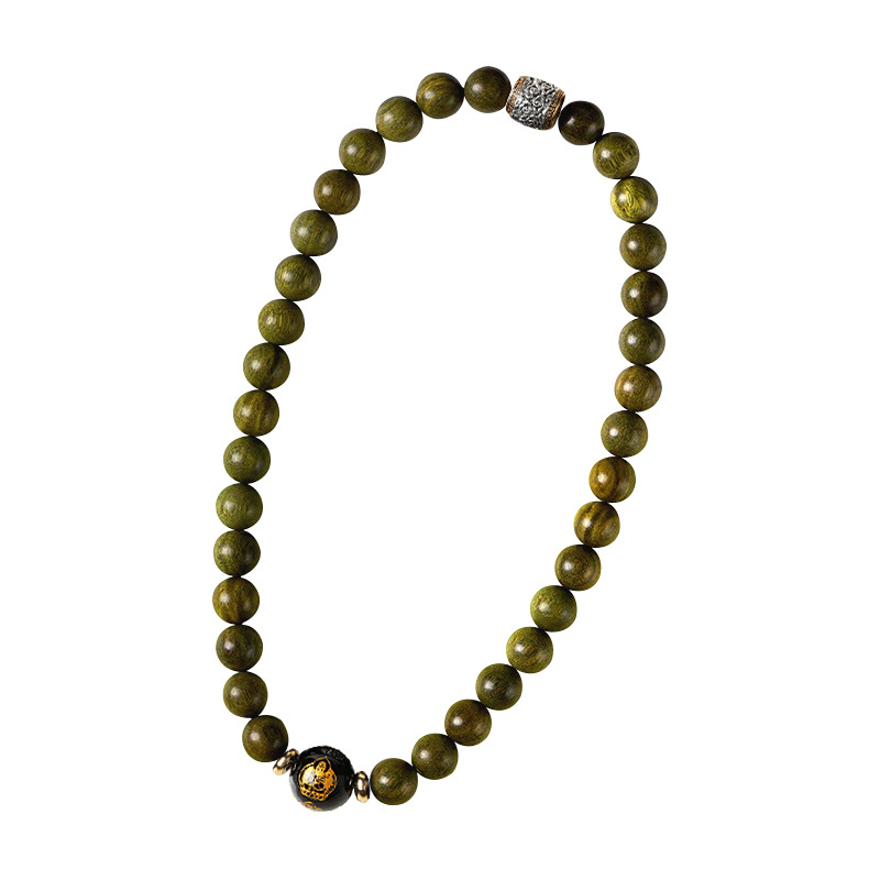 Zlatni Nanmu dvostruka narukvica od kuglica, 12 mm, budistički molitveni perle s dvanaest kineskih zodijaka, unisex