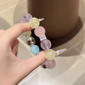 Brățară cu cristal de ametist, stil simplu, formă circulară, lucrată manual