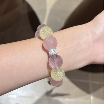 Brățară cu cristal de ametist, stil simplu, formă circulară, lucrată manual